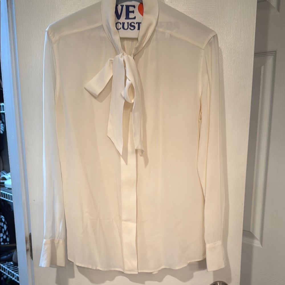 Sandro Cream Blouse with Bow Detail